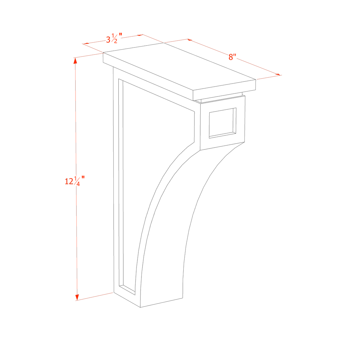 TG-CMCB: Soft Green Shaker 3-1/2"W x 12-1/4"H x 08"D Extra Large Corbel