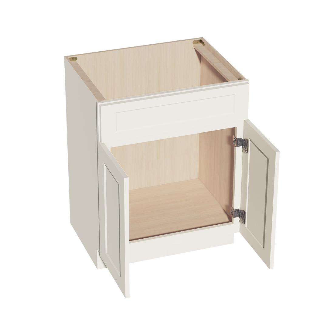 DI-VSB2721:达拉斯象牙色 Shaker 27 英寸宽 x 34-1/2 英寸高 x 21 英寸深 2 门和 1 个假抽屉梳妆台水槽底柜