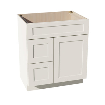 DI-VSD3021L: Dallas Ivory Shaker 30"W x 34-1/2"H x 21"D 1 Door & 2 Left Drawers Offset Vanity Sink Base Cabinets