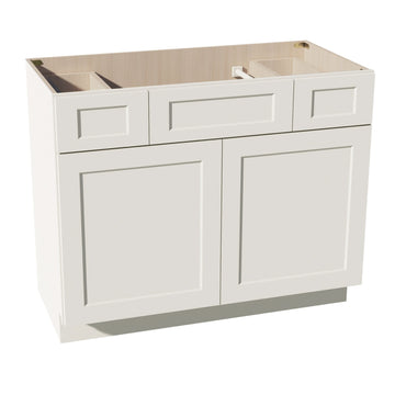 DI-VSD4221: Dallas Ivory Shaker 42"W x 34-1/2"H x 21"D 2 Doors, 2 Drawers & 1 False Drawer Centered Vanity Sink Base Cabinets