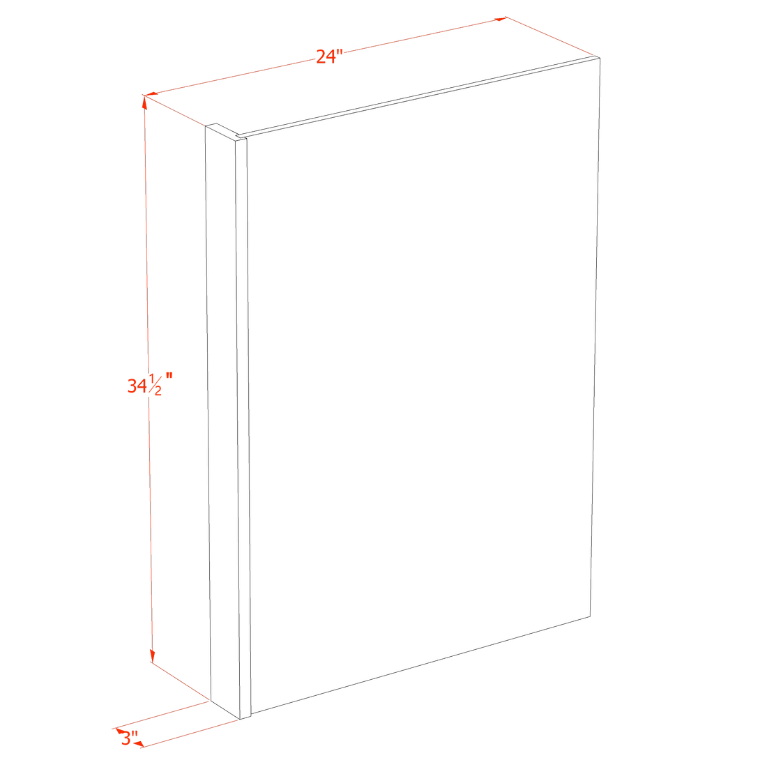 TG-DWR3: Soft Green Shaker 3" Filler - 24"W x 34-1/2"H x 1/2"D Dishwasher Return Panel