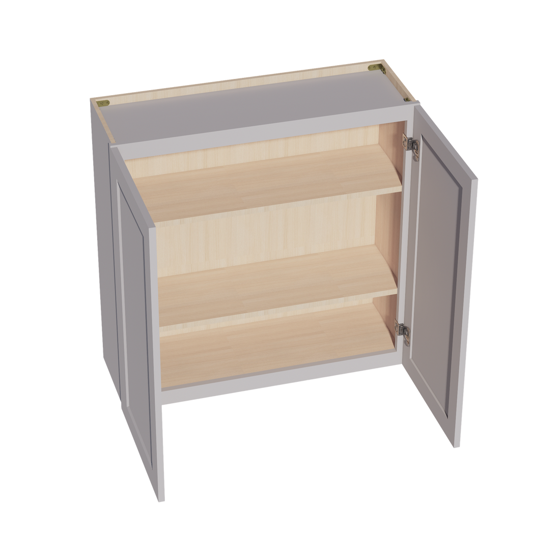HA-W3636: Ash Gray Shaker 36"W x 36"H 2 Doors & 2 Shelves Standard Wall Cabinet