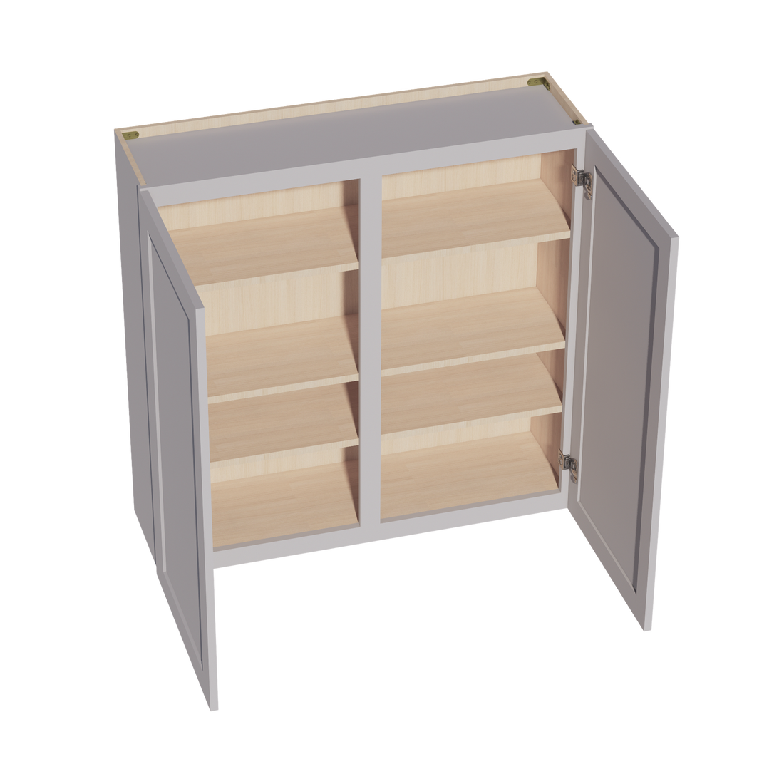 HA-W4242: Ash Gray Shaker 42"W x 42"H 2 Doors & 3 Shelves Standard Wall Cabinet