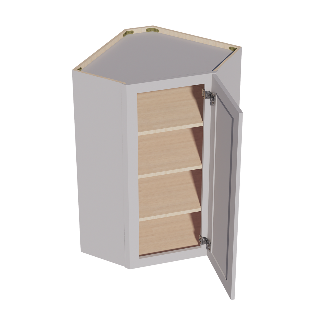 HA-WDC2442: Ash Gray Shaker 24"W x 42"H 1 Door & 2 Shelves Diagonal Wall Corner Cabinet