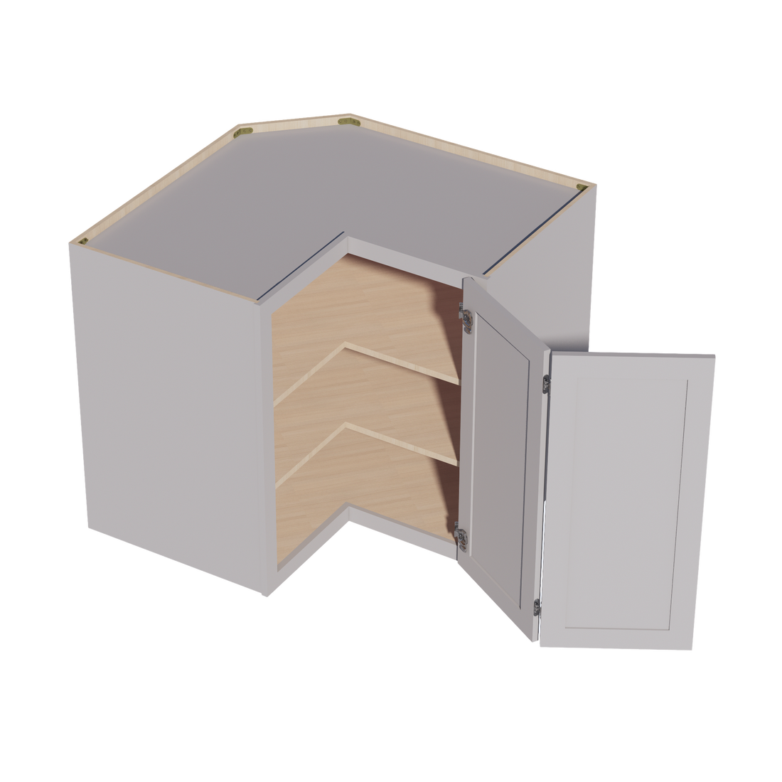 HA-WPC2436: Ash Gray Shaker 24"W x 36"H 1 Door & 2 Shelves Pie Cut Wall Corner Cabinet