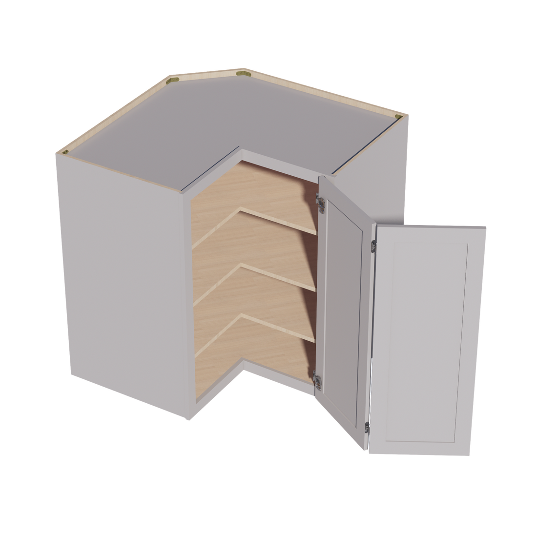 HA-WPC2442: Ash Gray Shaker 24"W x 42"H 1 Door & 3 Shelves Pie Cut Wall Corner Cabinet