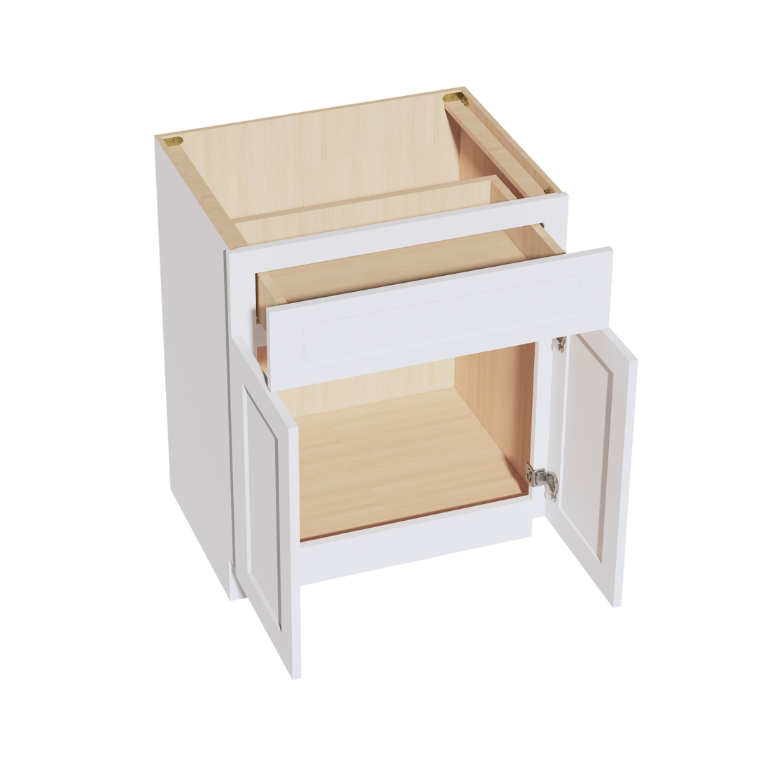 HF-VB2721: Frost White Shaker 27"W x 34-1/2"H x 21"D 2 Doors & 1 Drawer Double Door Vanity Base Cabinets