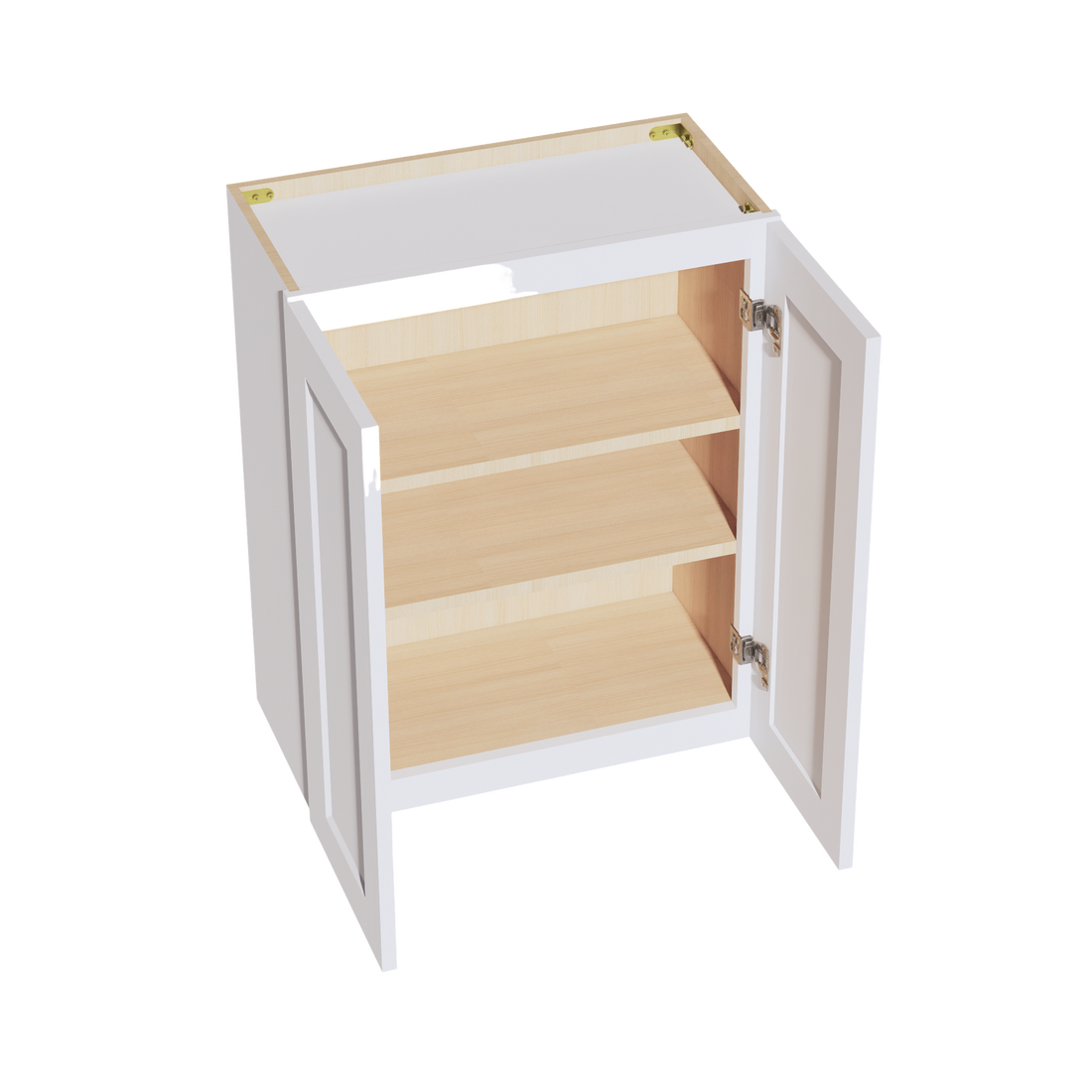 HF-W2430: Frost White Shaker 24"W x 30"H 2 Doors & 2 Shelves Standard Wall Cabinet