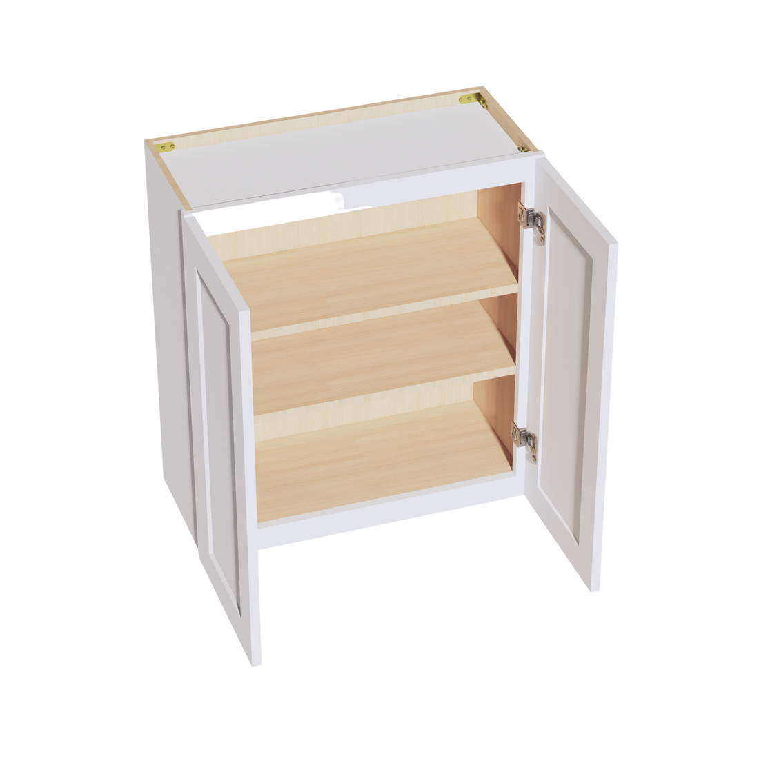 HF-W2730: Frost White Shaker 27"W x 30"H 2 Doors & 2 Shelves Standard Wall Cabinet