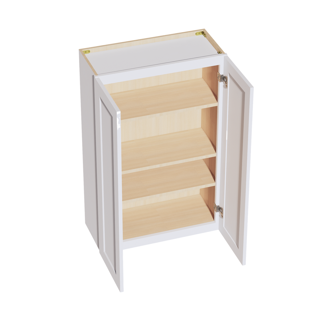 HF-W2742: Frost White Shaker 27"W x 42"H 2 Doors & 3 Shelves Standard Wall Cabinet