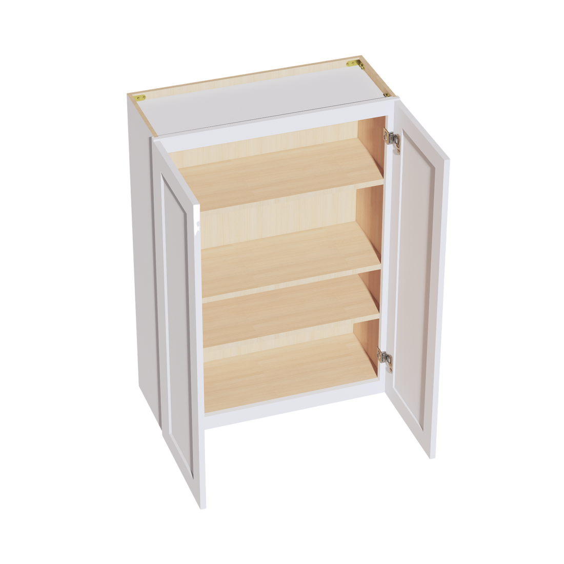 HF-W3042: Frost White Shaker 30"W x 42"H 2 Doors & 3 Shelves Standard Wall Cabinet