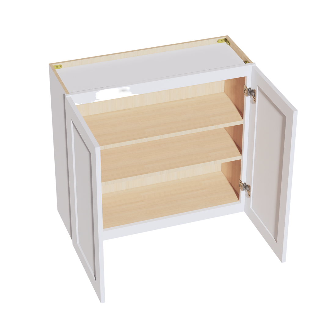 HF-W3330: Frost White Shaker 33"W x 30"H 2 Doors & 2 Shelves Standard Wall Cabinet