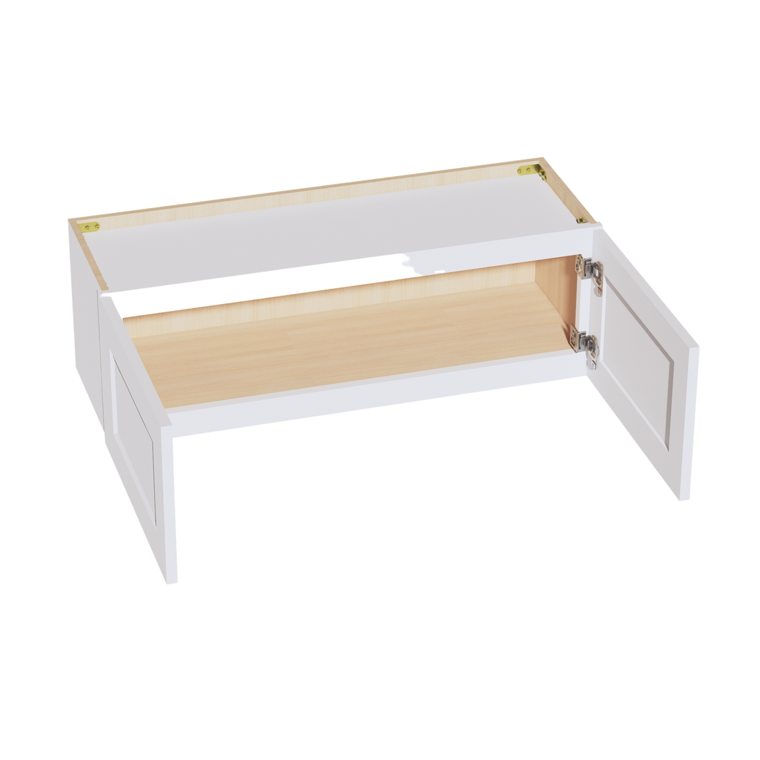 HF-W3612: Frost White Shaker 36"W x 12"H 2 Doors Standard Wall Bridge Cabinet