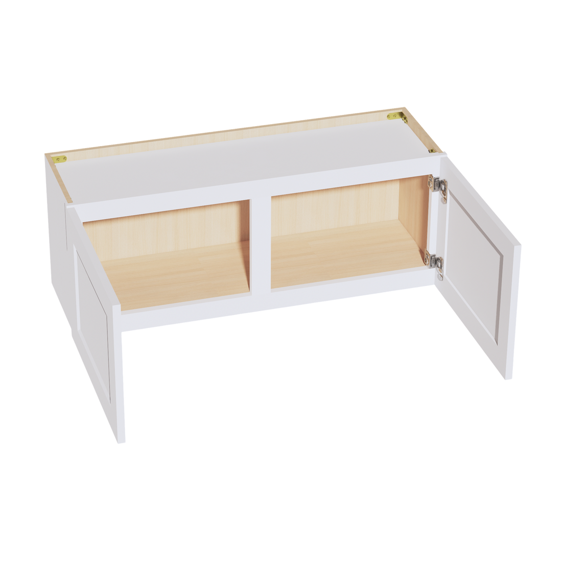 HF-W3915: Frost White Shaker 39"W x 15"H 2 Doors Standard Wall Bridge Cabinet