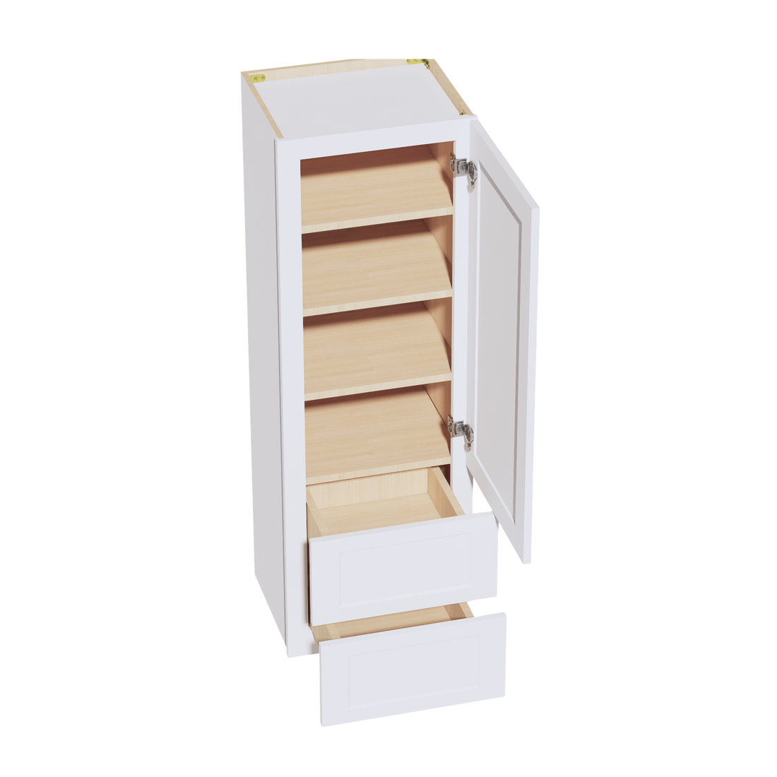 HF-WD1854: Frost White Shaker 18"W x 54"H 1 Door & 2 Drawers Special Wall Cabinet