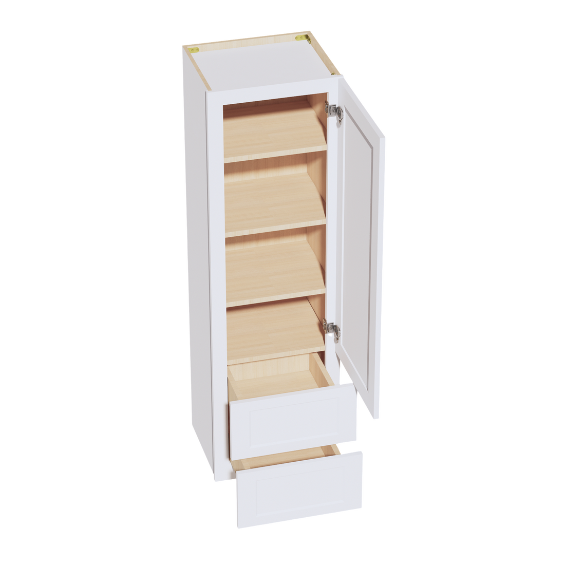 HF-WD1860: Frost White Shaker 18"W x 60"H 1 Door & 2 Drawers Special Wall Cabinet