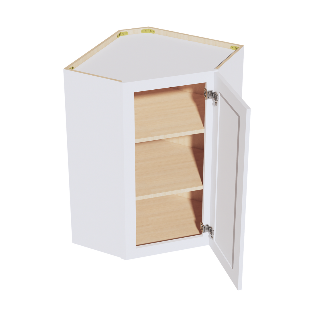HF-WDC2436: Frost White Shaker 24"W x 36"H 1 Door & 2 Shelves Diagonal Wall Corner Cabinet