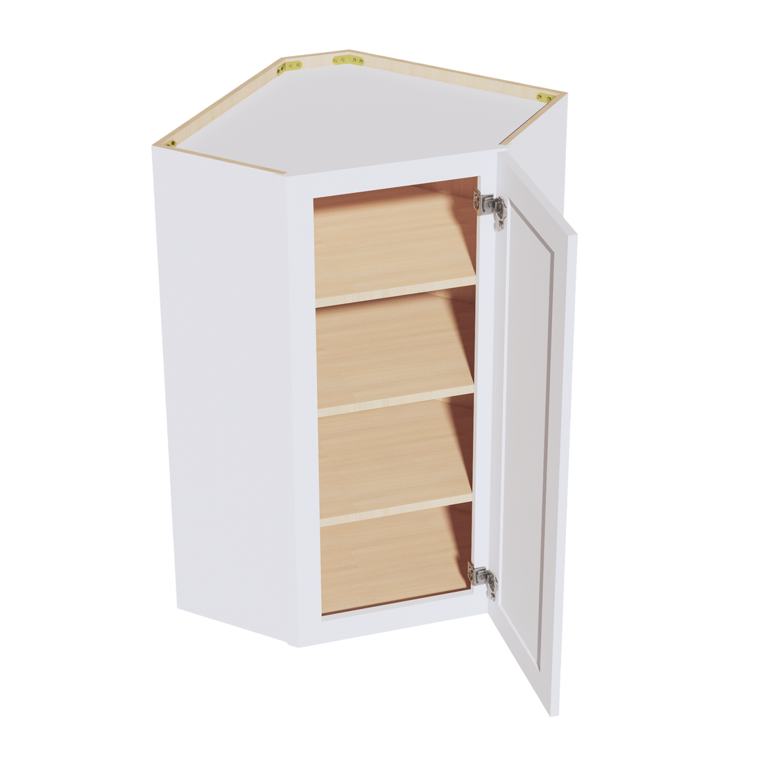 HF-WDC2442: Frost White Shaker 24"W x 42"H 1 Door & 2 Shelves Diagonal Wall Corner Cabinet