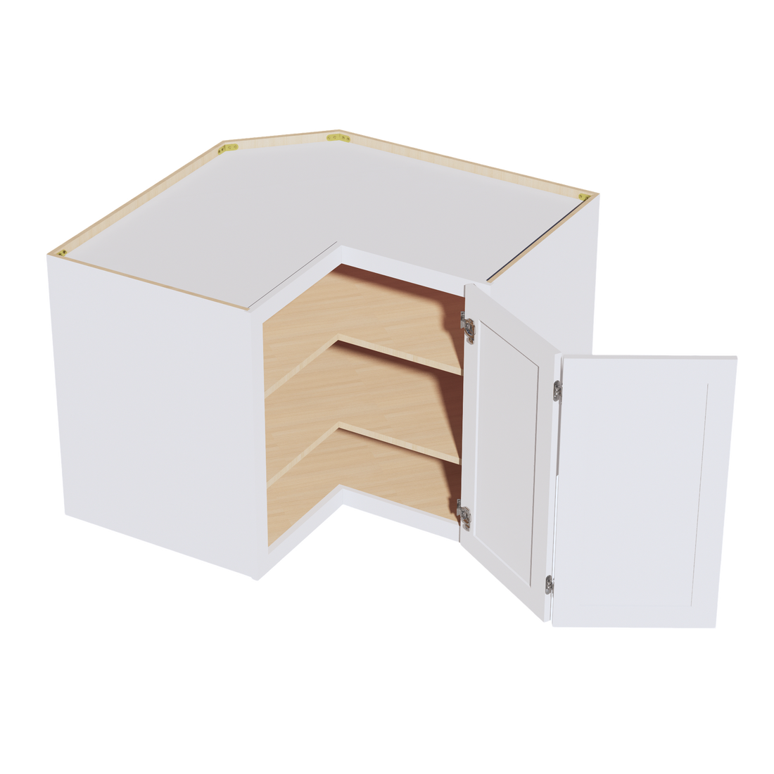 HF-WPC2430: Frost White Shaker 24"W x 30"H 1 Door & 2 Shelves Pie Cut Wall Corner Cabinet