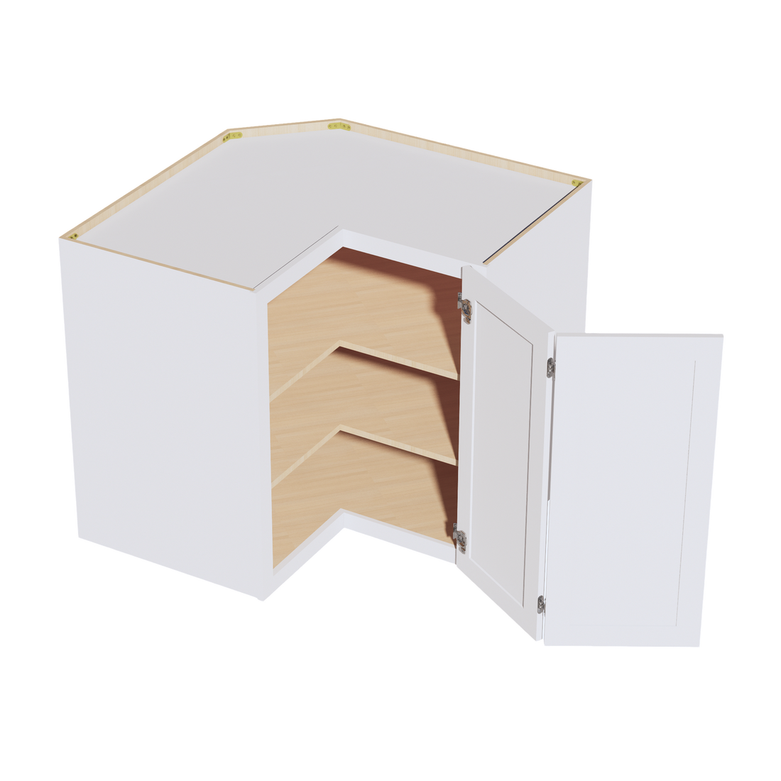 HF-WPC2436: Frost White Shaker 24"W x 36"H 1 Door & 2 Shelves Pie Cut Wall Corner Cabinet