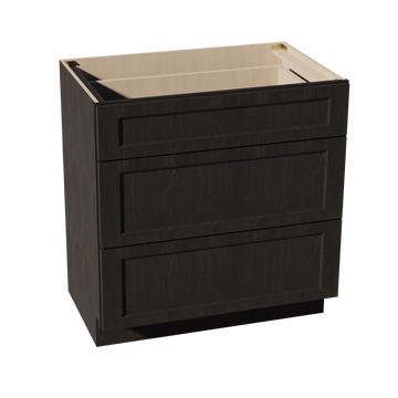 HG-VDB3321: Dark Gray Shaker 33"W x 34-1/2"H x 21"D 3 Drawers Vanity Base Cabinets
