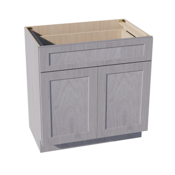 HLG-VB3321: Light Gray Shaker 33"W x 34-1/2"H x 21"D 2 Doors & 1 Drawer Double Door Vanity Base Cabinets