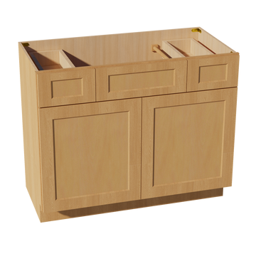 HT-VSD4221: Timber Wood Shaker 42"W x 34-1/2"H x 21"D 2 Doors, 2 Drawers & 1 False Drawer Centered Vanity Sink Base Cabinets