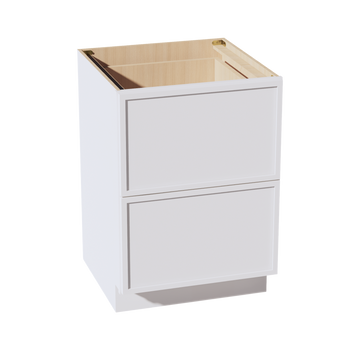 SF-DB24-2: Frost White Slim Shaker 24" 2 Drawers Base Cabinet