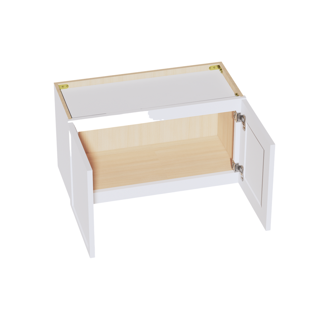 SF-W2715:霜白色超薄摇床 27 英寸宽 x 15 英寸高 2 门标准壁桥柜