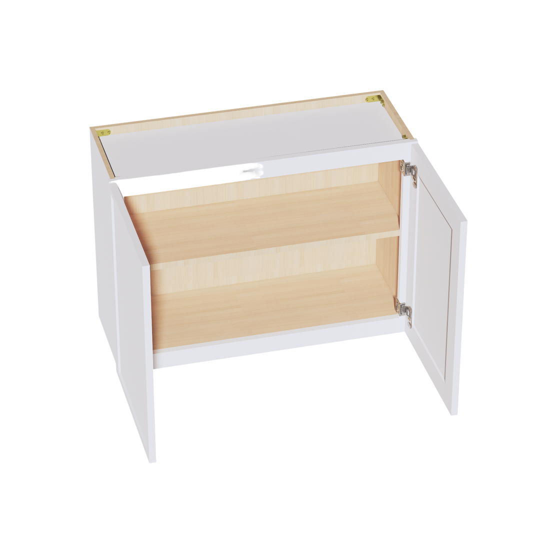 SF-W3324:霜白色超薄摇床 33 英寸宽 x 24 英寸高 2 门标准壁桥柜