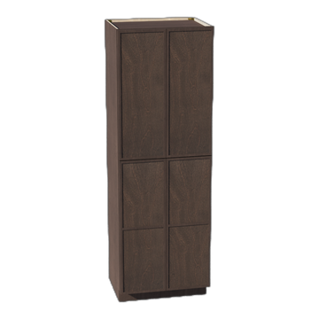SM-TP3090: Mocha Brown Slim Shaker 30"W x 90"H x 24"D 4 Door & 5 Shelves Tall Shelf Pantry Cabinets