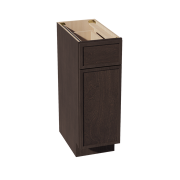 SM-VB1221: Mocha Brown Slim Shaker 12"W x 34-1/2"H x 21"D 1 Door & 1 Drawer Single Door Vanity Base Cabinets