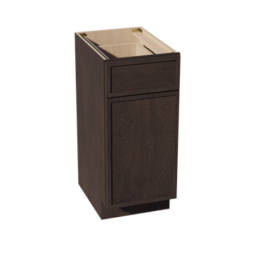 SM-VB1521: Mocha Brown Slim Shaker 15"W x 34-1/2"H x 21"D 1 Door & 1 Drawer Single Door Vanity Base Cabinets
