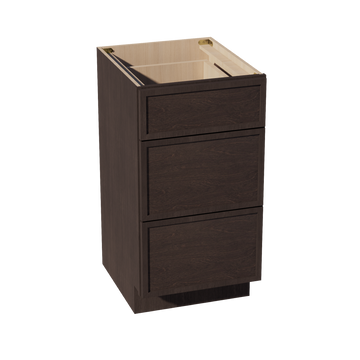 SM-VDB1821: Mocha Brown Slim Shaker 18"W x 34-1/2"H x 21"D 3 Drawers Vanity Base Cabinets