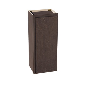 SM-W1536: Mocha Brown Slim Shaker 15"W x 36"H 1 Door & 2 Shelves Standard Wall Cabinet