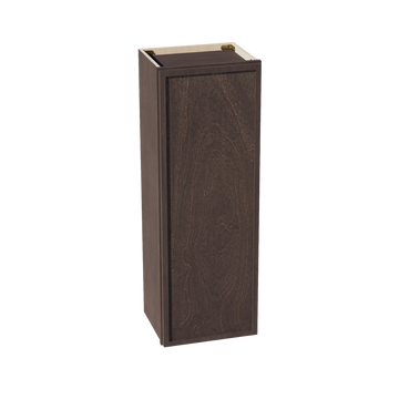 SM-W1542: Mocha Brown Slim Shaker 15"W x 42"H 1 Door & 3 Shelves Standard Wall Cabinet