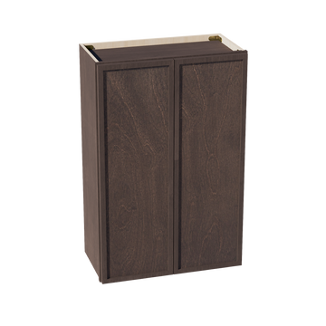 SM-W2436: Mocha Brown Slim Shaker 24"W x 36"H 2 Doors & 2 Shelves Standard Wall Cabinet