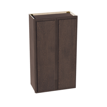 SM-W2442: Mocha Brown Slim Shaker 24"W x 42"H 2 Doors & 3 Shelves Standard Wall Cabinet