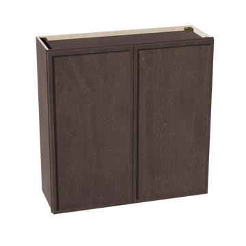 SM-W3636: Mocha Brown Slim Shaker 36"W x 36"H 2 Doors & 2 Shelves Standard Wall Cabinet