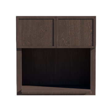 SM-WM3030: Mocha Brown Slim Shaker 30"W x 30"H 2 Doors Wall Built-in Microwave Cabinets