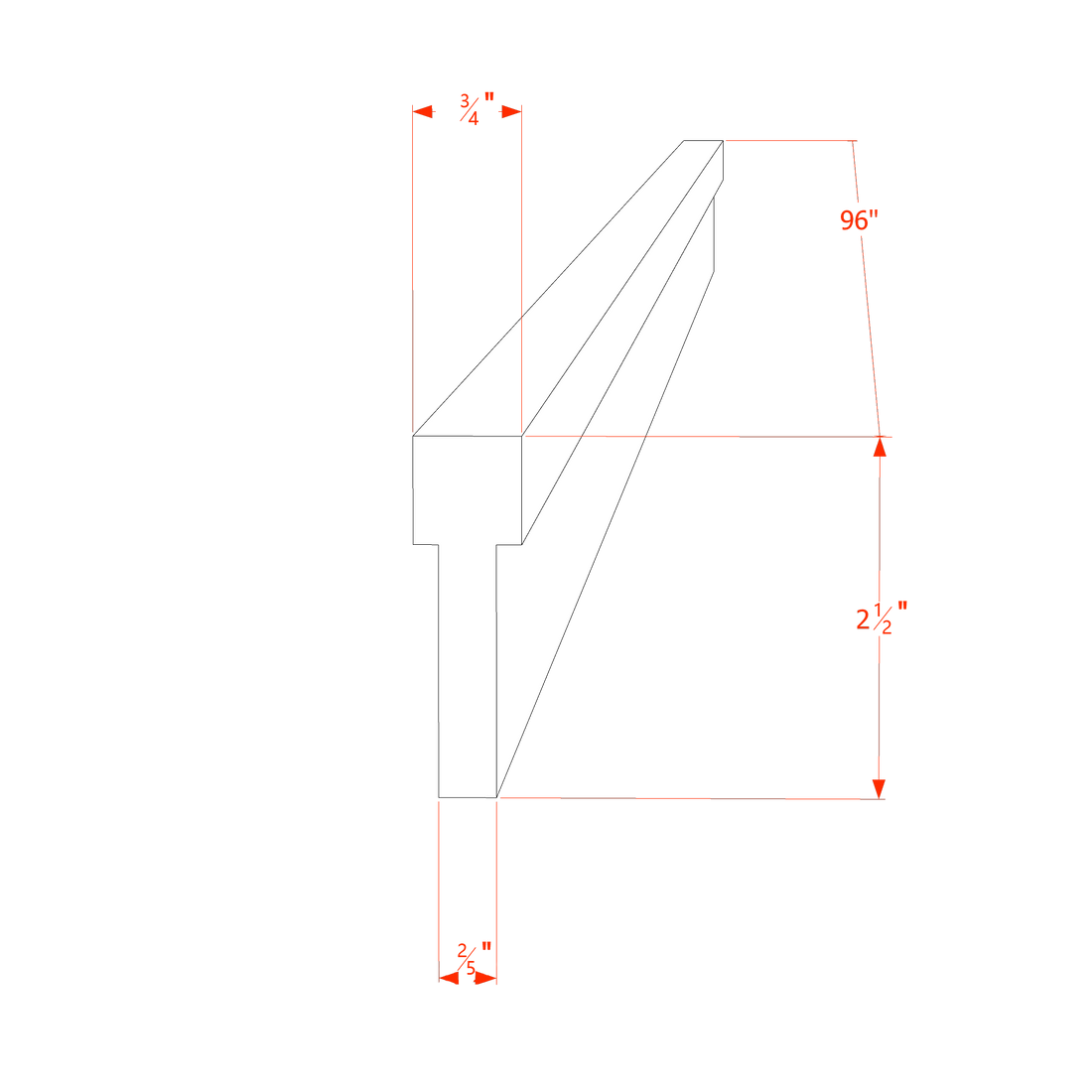 TG-STKM8: Soft Green Shaker 96"W x 2-1/2"H x 3/4"D Stacking Molding