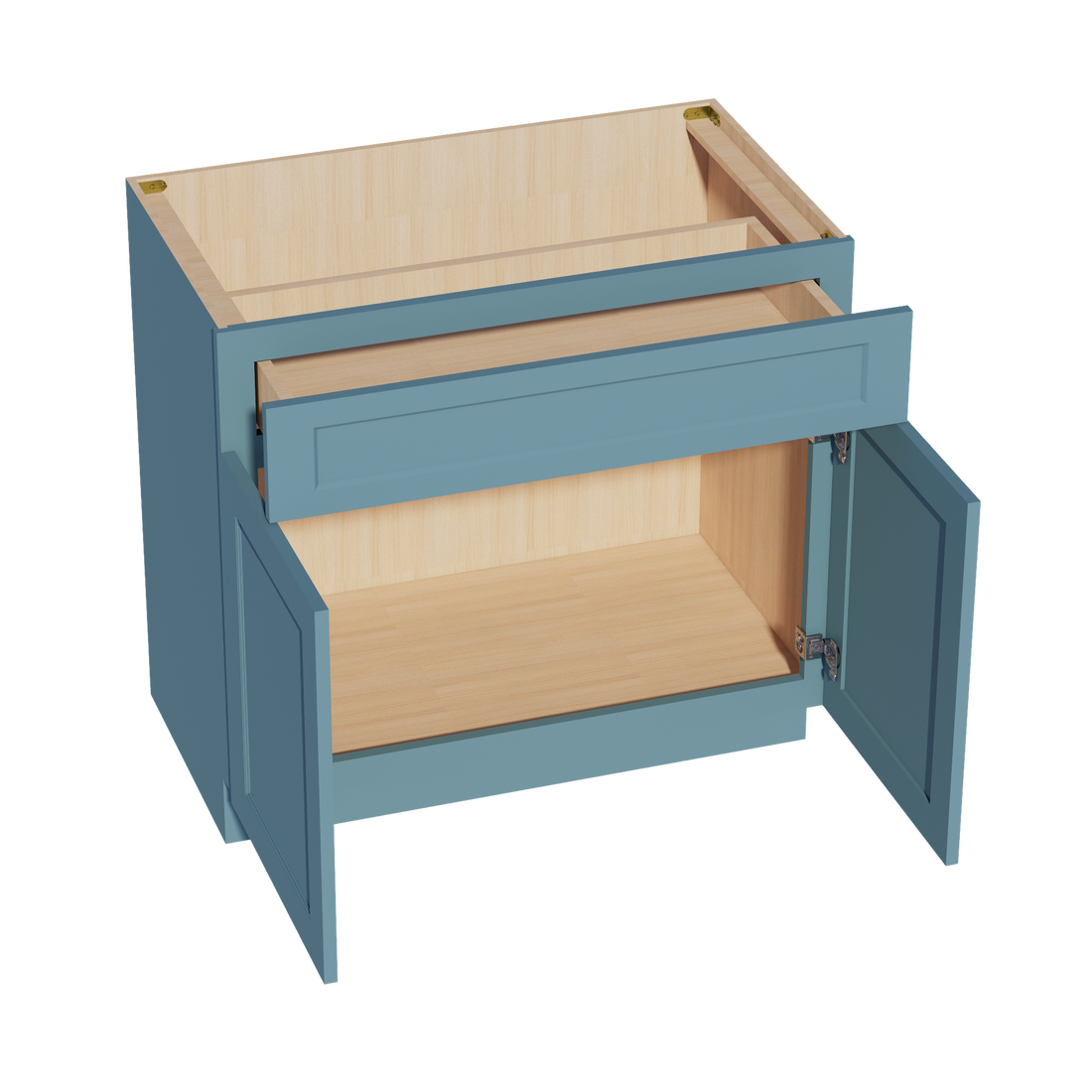 TG-VB3621: Soft Green Shaker 36"W x 34-1/2"H x 21"D 2 Doors & 1 Drawer Double Door Vanity Base Cabinets