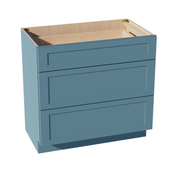 TG-VDB3621: Soft Green Shaker 36"W x 34-1/2"H x 21"D 3 Drawers Vanity Base Cabinets