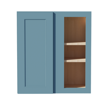 TG-WBC2730: Soft Green Shaker 27"W x 30"H 1 Door & 2 Shelves Wall Blind Corner Cabinets