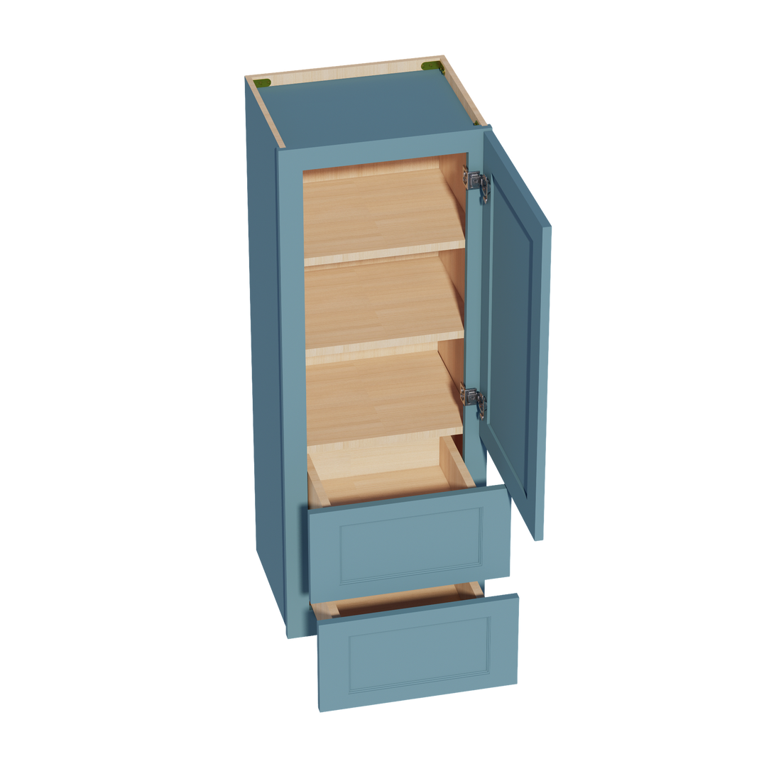 TG-WD1848: Soft Green Shaker 18"W x 48"H 1 Door & 2 Drawers Special Wall Cabinet