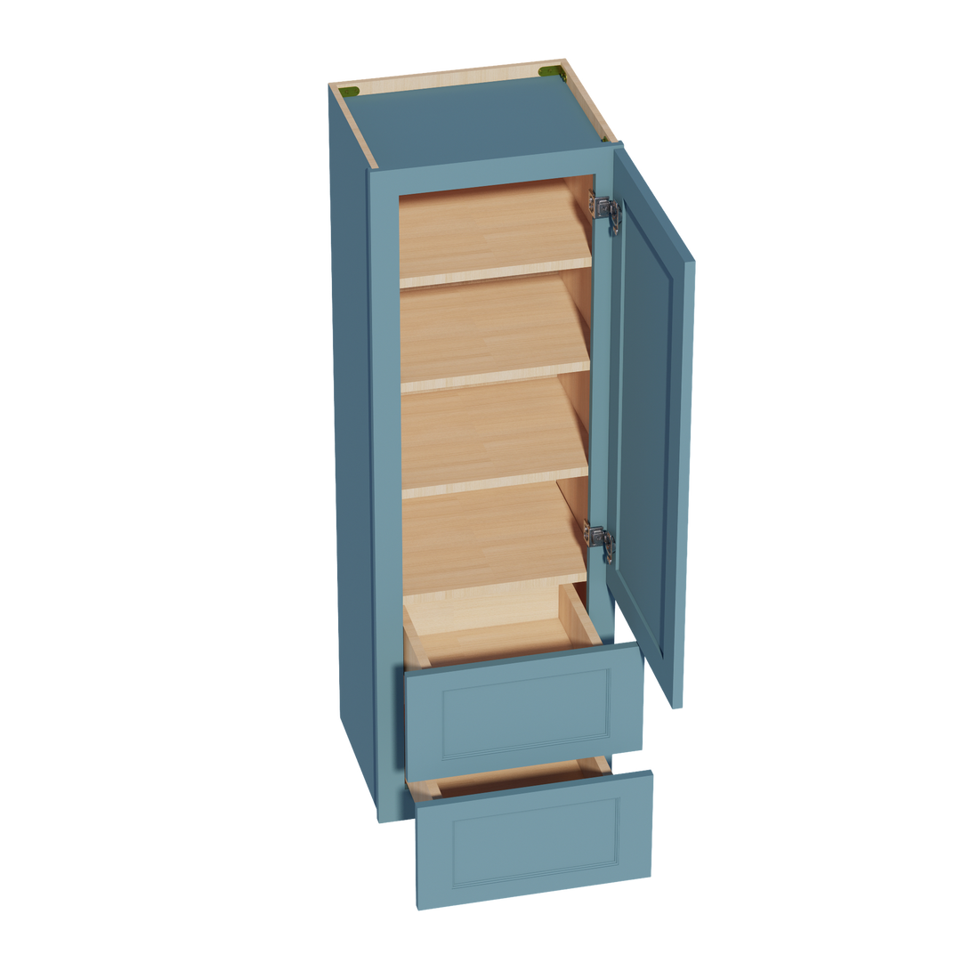 TG-WD1854: Soft Green Shaker 18"W x 54"H 1 Door & 2 Drawers Special Wall Cabinet