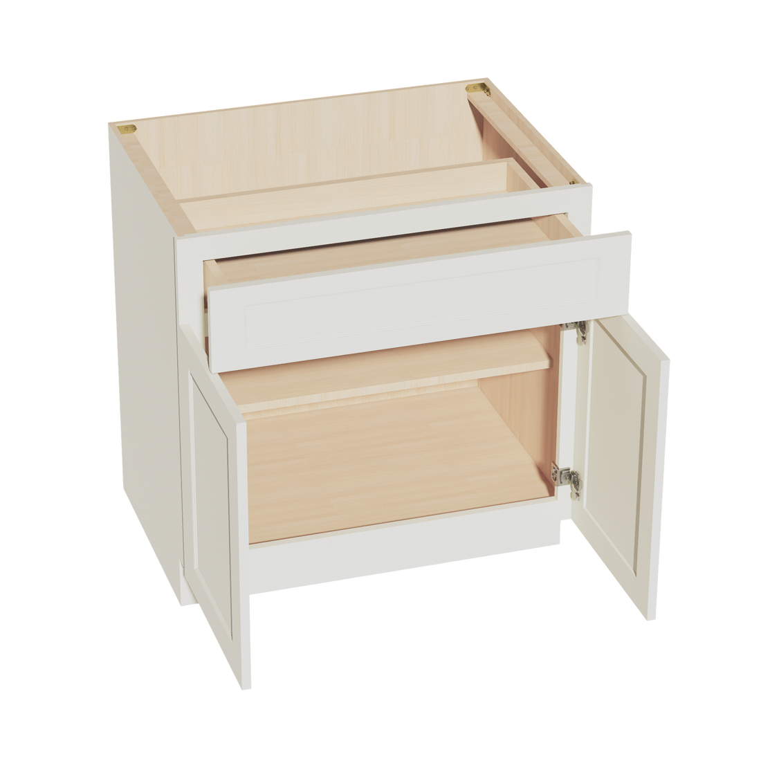 TW-B33: Creamy White Shaker 33" 1 Drawer 2 Doors Standard Base Cabinet