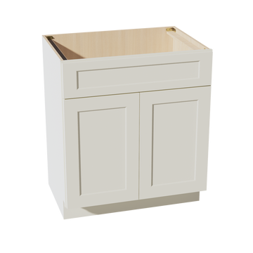 TW-VSB3021: Creamy White Shaker 30"W x 34-1/2"H x 21"D 2 Doors & 1 False Drawer Vanity Sink Base Cabinets