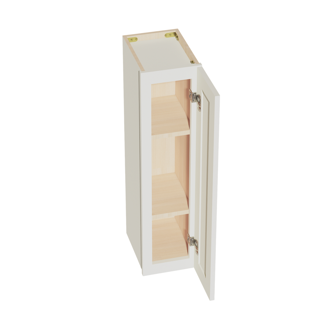 TW-W0936: Creamy White Shaker 09"W x 36"H 1 Door & 2 Shelves Standard Wall Cabinet