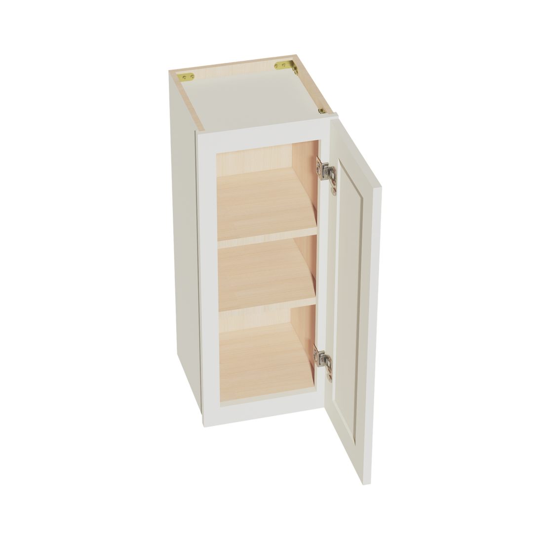 TW-W1230: Creamy White Shaker 12"W x 30"H 1 Door & 2 Shelves Standard Wall Cabinet
